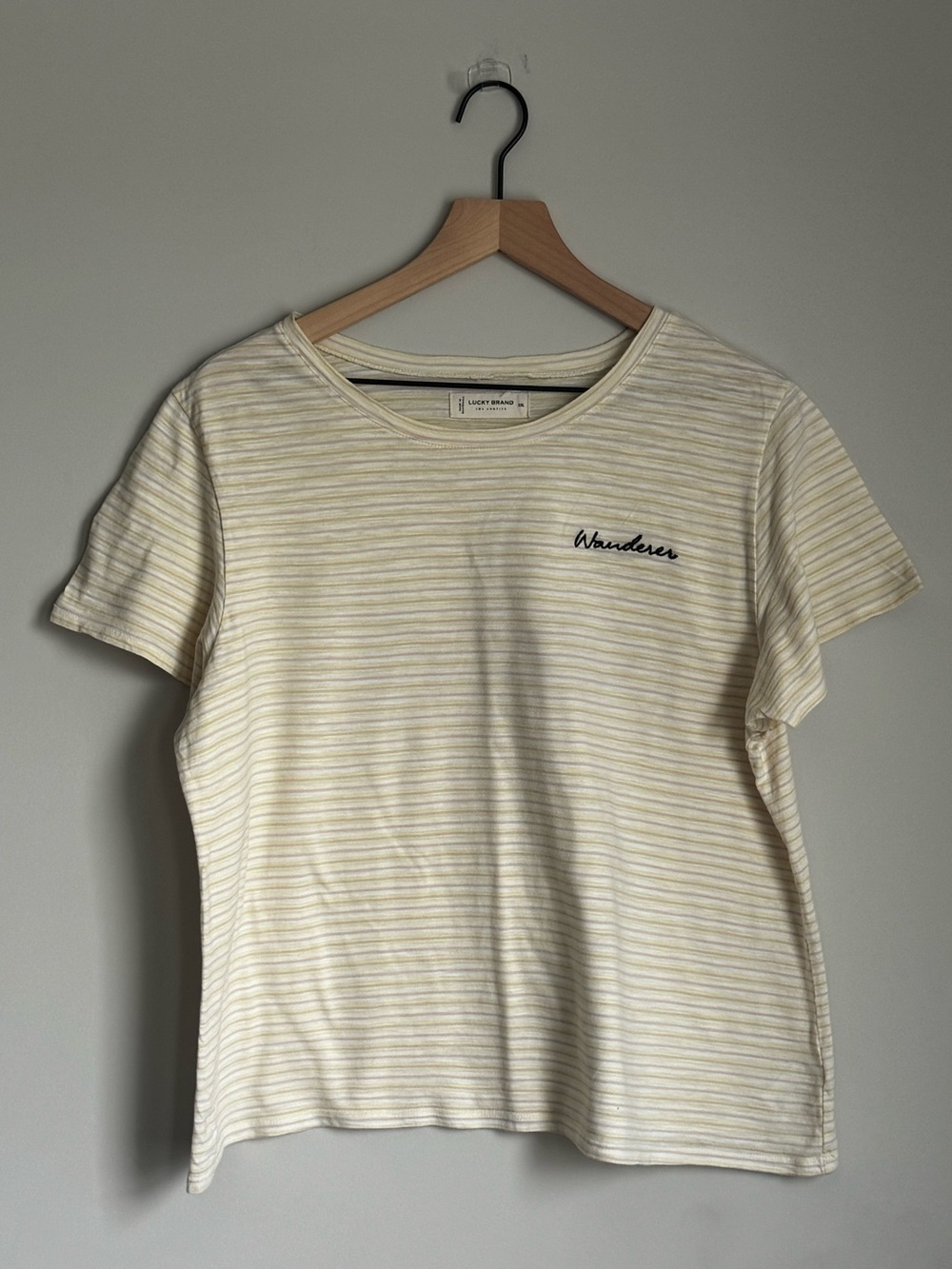 Lucky Brand "Wanderer" Embroidered Micro-Stripe Tee ✨
